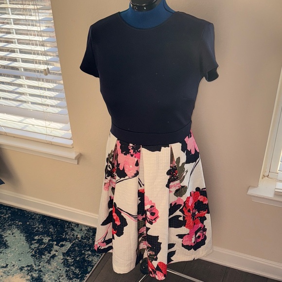 Gabby Skye Dresses & Skirts - Navy and Floral Print Fit & Flare Dress